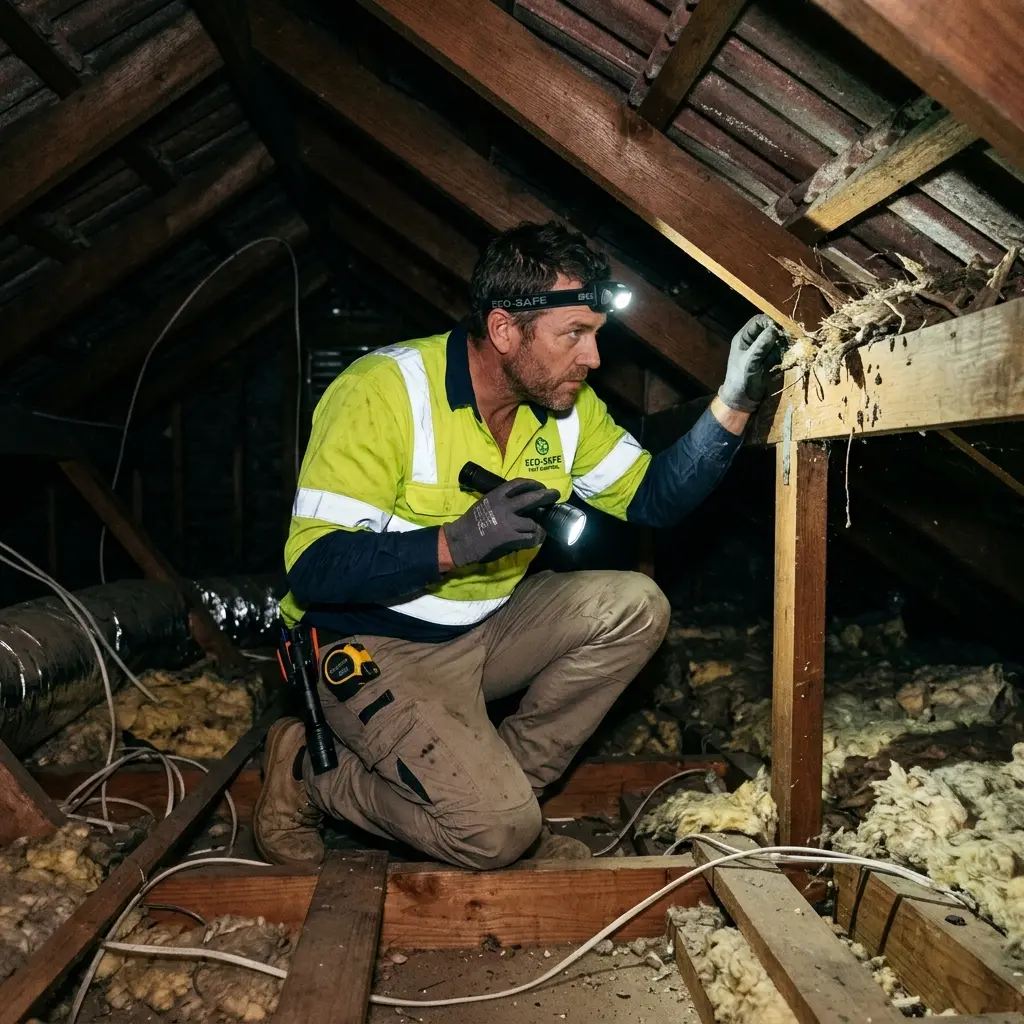 Technician using detection equipment to locate a dead rat inside a Newport wall cavity